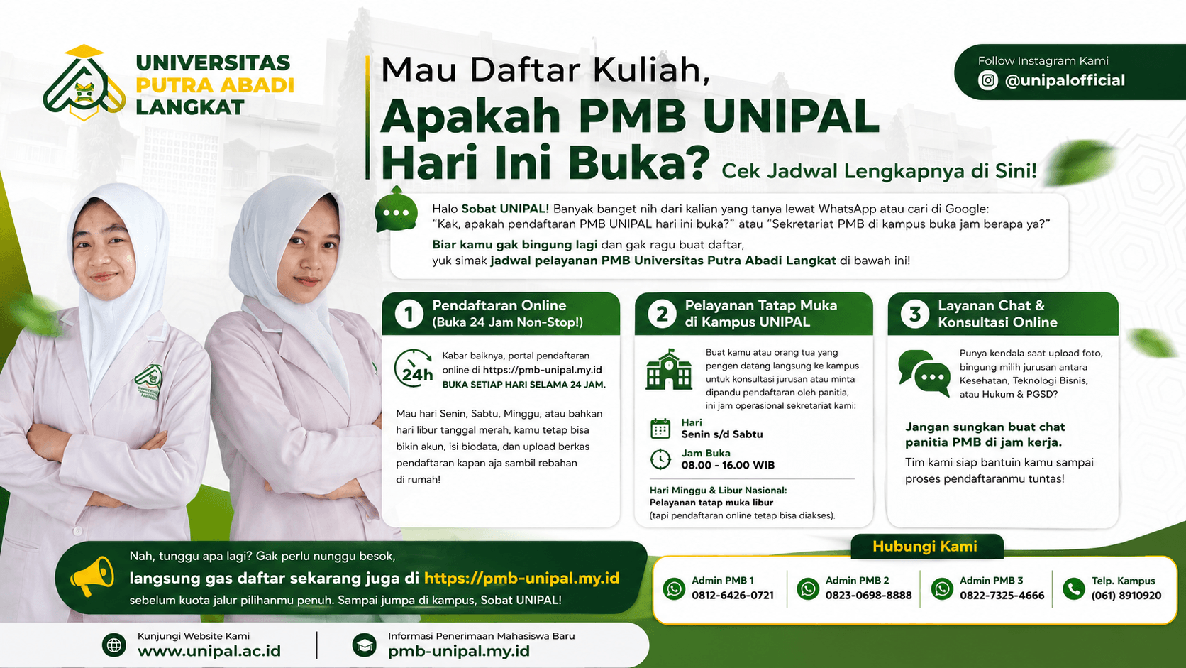 Mau Daftar Kuliah, Apakah PMB UNIPAL Hari Ini Buka? Cek Jadwal Lengkapnya di Sini!