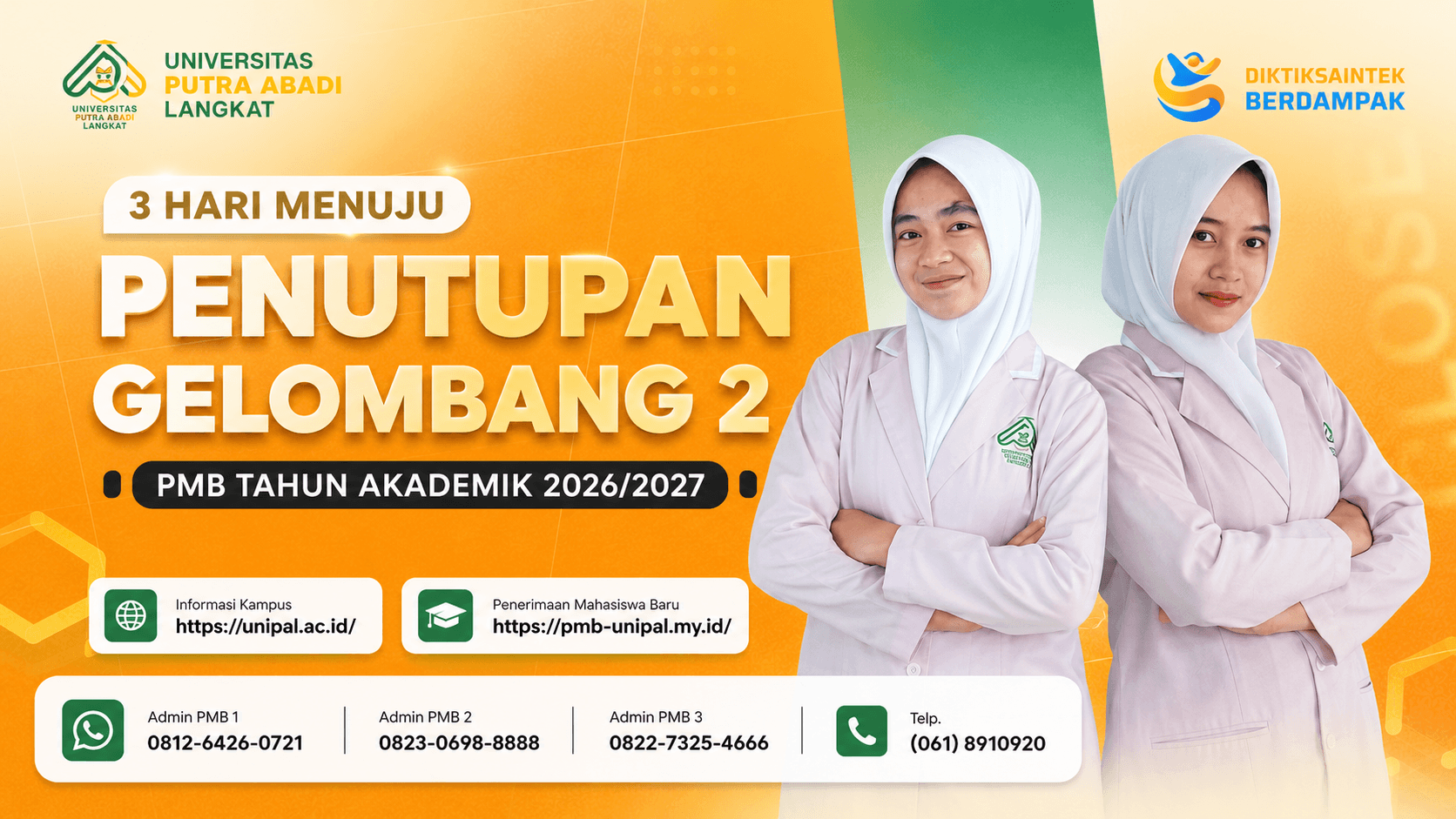 H-3 Menuju Penutupan PMB Gelombang 2 UNIPAL T.A 2026/2027: Kesempatan Terakhir Amankan Kursi Kuliahmu!